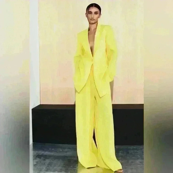 LaPointe Straight-leg Plisse Pant in Sunglow Yellow Size XSmall - Picture 1 of 16